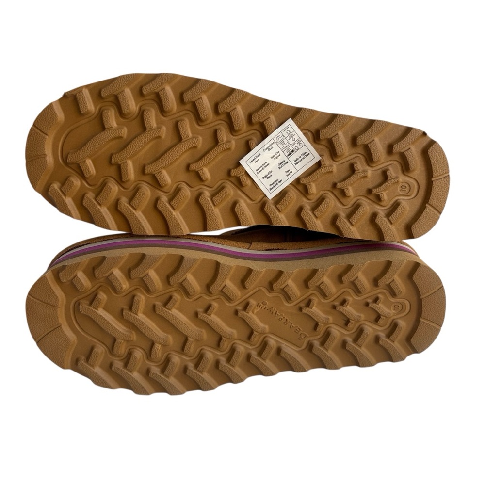NIB BearPaw Tan Suede Platform Ankle Boots with Pink and Purple Stripe Sz. 10 - Picture 6 of 6